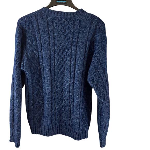 Vintage Knit Knit Mohair Acrylic Blend Chunky Blue Sweater Medium - Picture 2 of 5